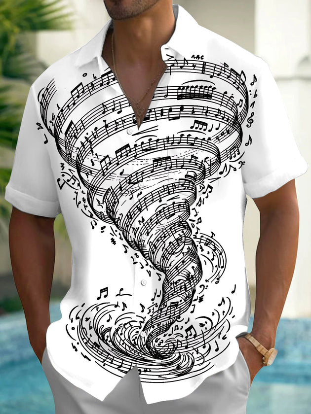 Musical Note Men's Pocket Short Sleeve Shirts