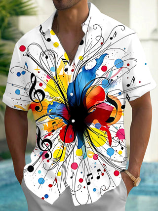Adaychic Men's Graphic Colorful Butterfly Print Short Sleeve Shirt with Chest Pocket