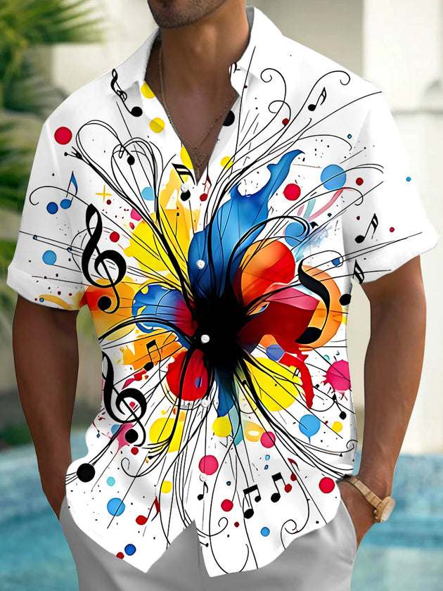 Adaychic Men's Graphic Colorful Butterfly Print Short Sleeve Shirt with Chest Pocket