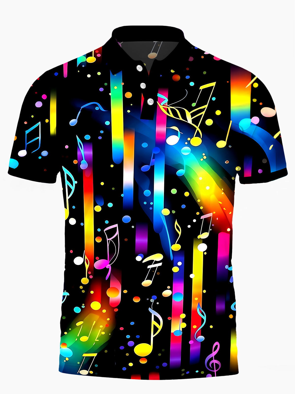 Adaychic Men's Graphic Colorful Musical Notes Print Short Sleeve Shirt
