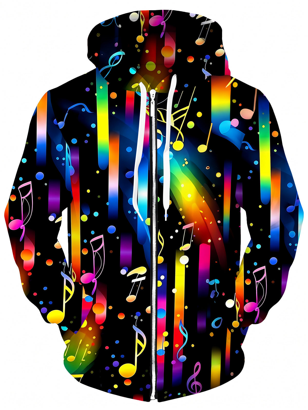 Adaychic Men's Graphic Colorful Musical Notes Print Long Sleeve Sweatshirt with Chest Pocket