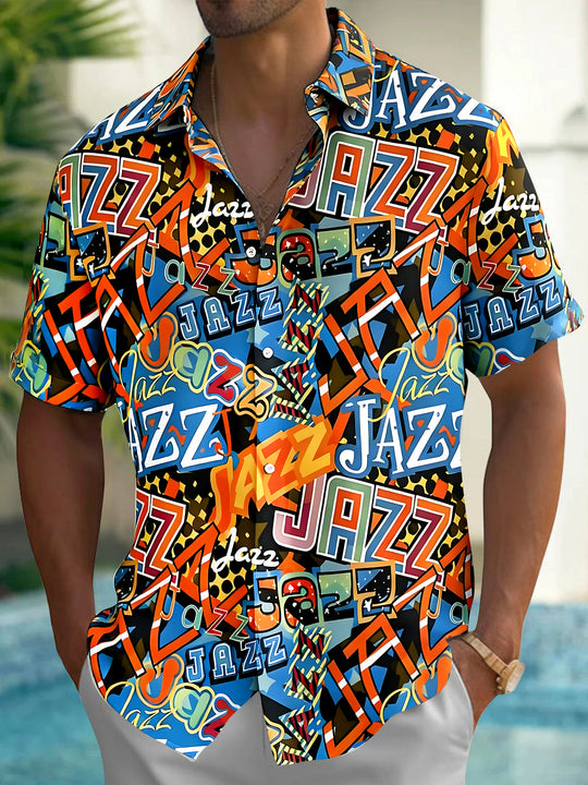 Adaychic Men's Hawaiian Summer Print Casual Print Short Sleeve Shirt with Chest Pocket