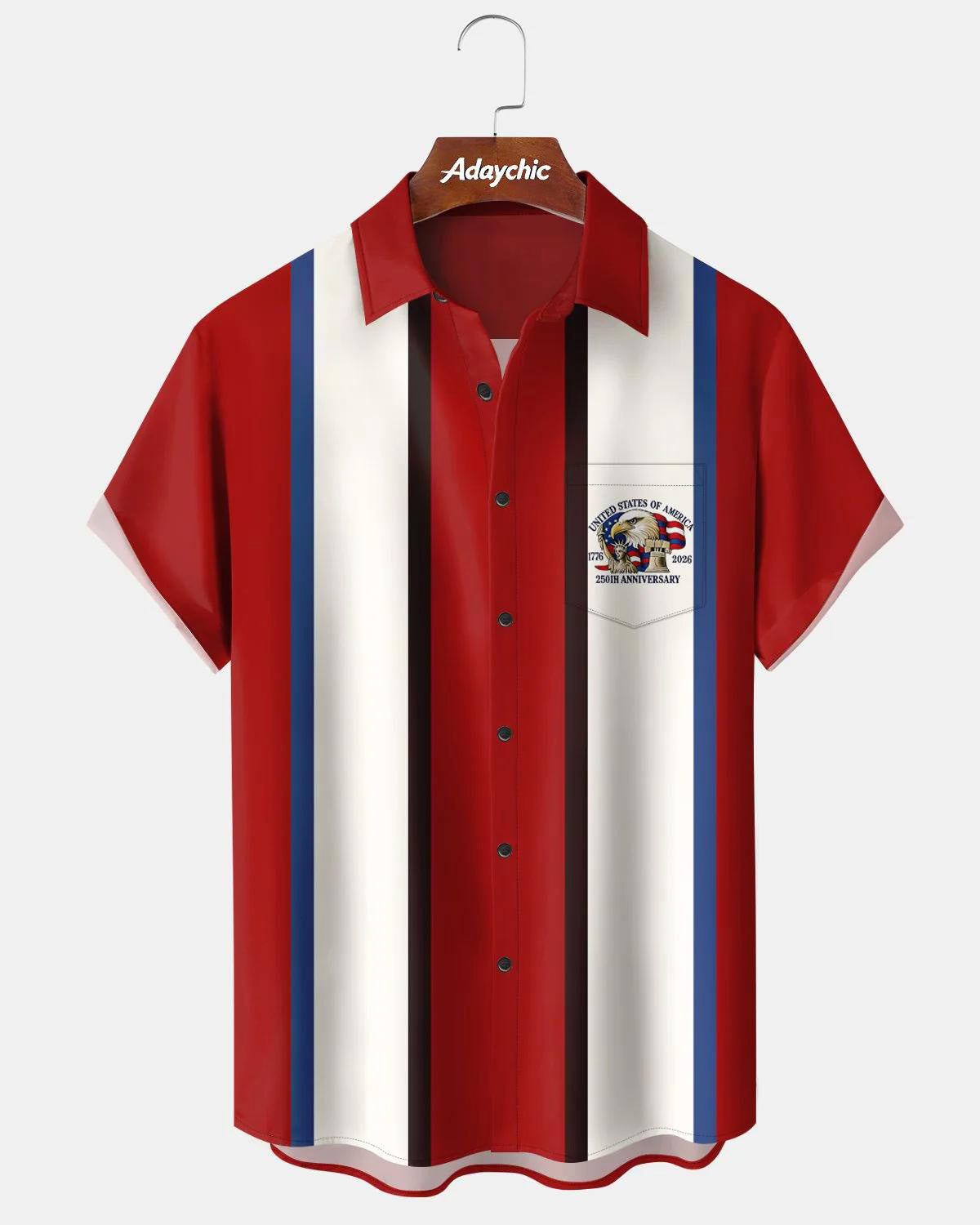 Men's 250th Independence Day Eagle Men's Pocket Short Sleeve Shirts