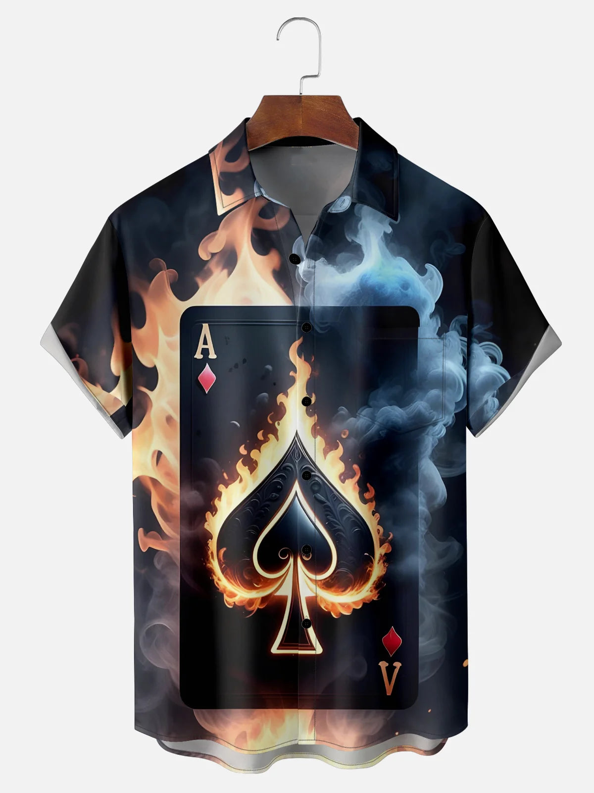 Casino Poker Print Men's Pocket Short Sleeve Shirts