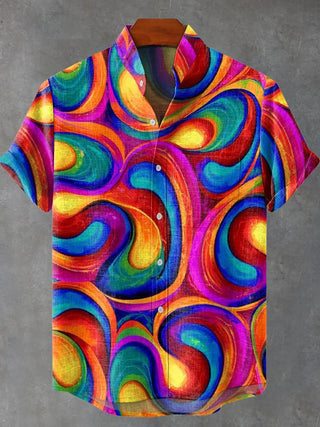 men's abstract print shirt front view