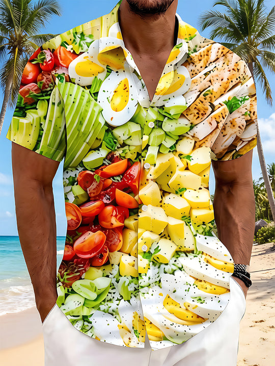 Fresh Delicious Salad Fat-Reducing Healthy Ingredients Men's Pocket Short Sleeve Shirts
