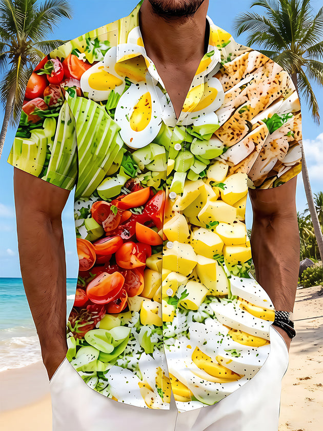 Fresh Delicious Salad Fat-Reducing Healthy Ingredients Men's Pocket Short Sleeve Shirts