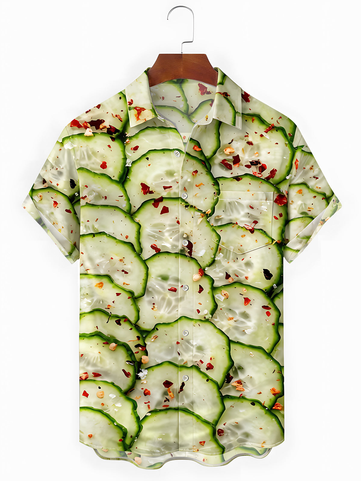 Spiced Sliced Cucumber Men's Pocket Short Sleeve Shirts