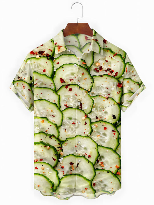Spiced Sliced Cucumber Men's Pocket Short Sleeve Shirts