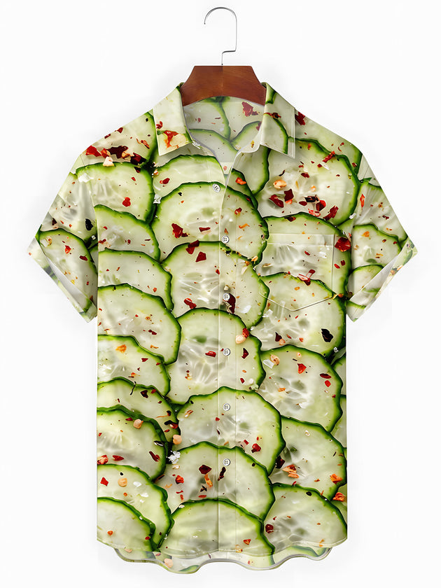 Spiced Sliced Cucumber Men's Pocket Short Sleeve Shirts