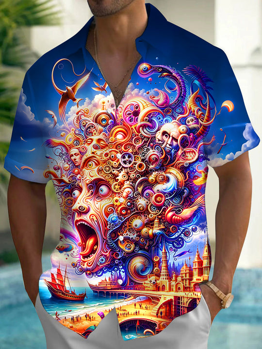 Surreal Fantasy Dreamscape  Men's Pocket Short Sleeve Shirts