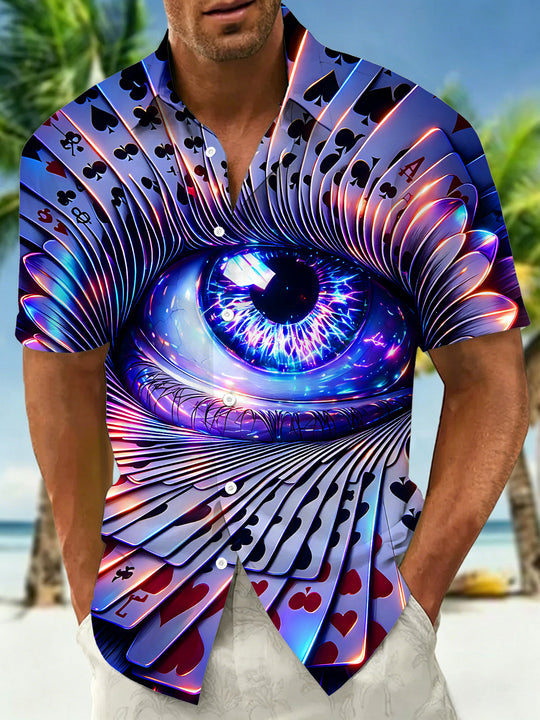 Giant Eye Poker Men's Pocket Short Sleeve Shirts
