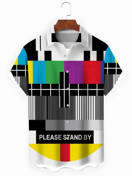 Fun TV Test Pattern Men's Pocket Short Sleeve Shirts