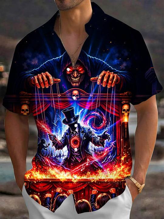 Dark Puppet Magician Men's Pocket Short Sleeve Shirts