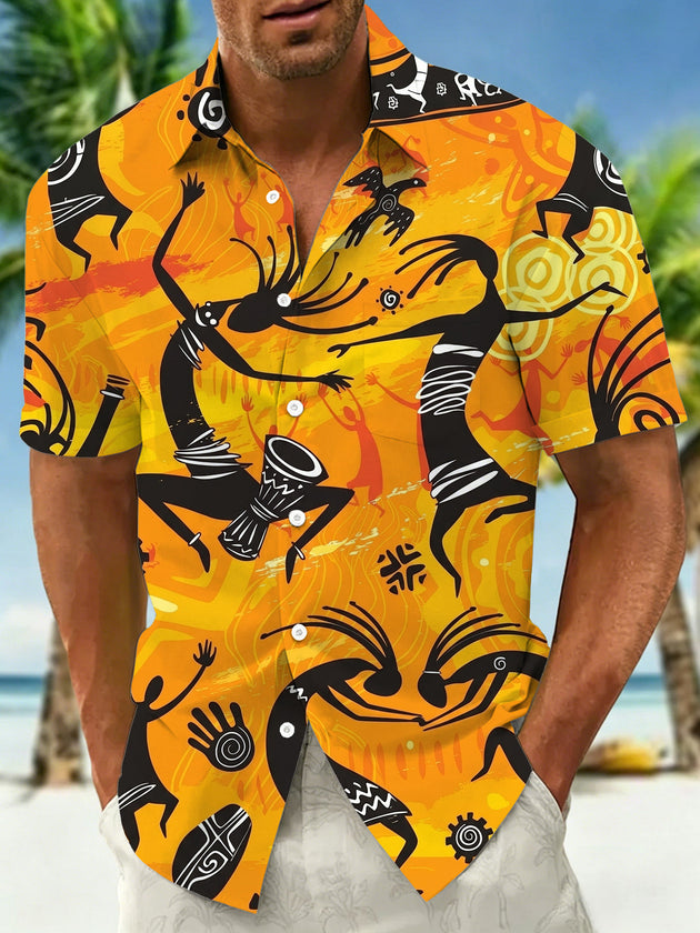 Primitive Tribe Dancers Men's Pocket Short Sleeve Shirts