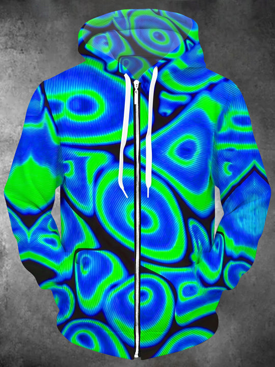 Adaychic Men's Psychedelic Spiral Fluid Pattern Long Sleeve Sweatshirt with Chest Pocket