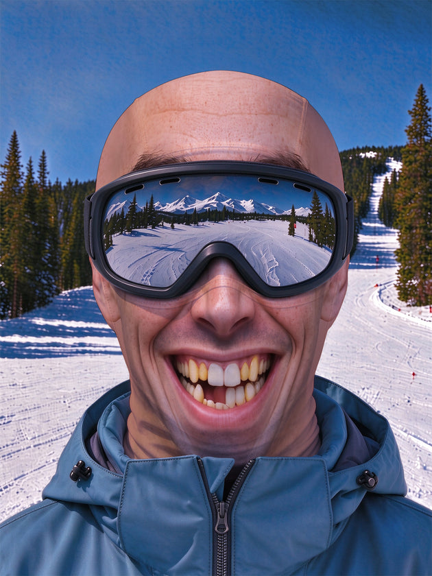 Adaychic Funny Snow Mountain Ski Smiling Face Ski Mask