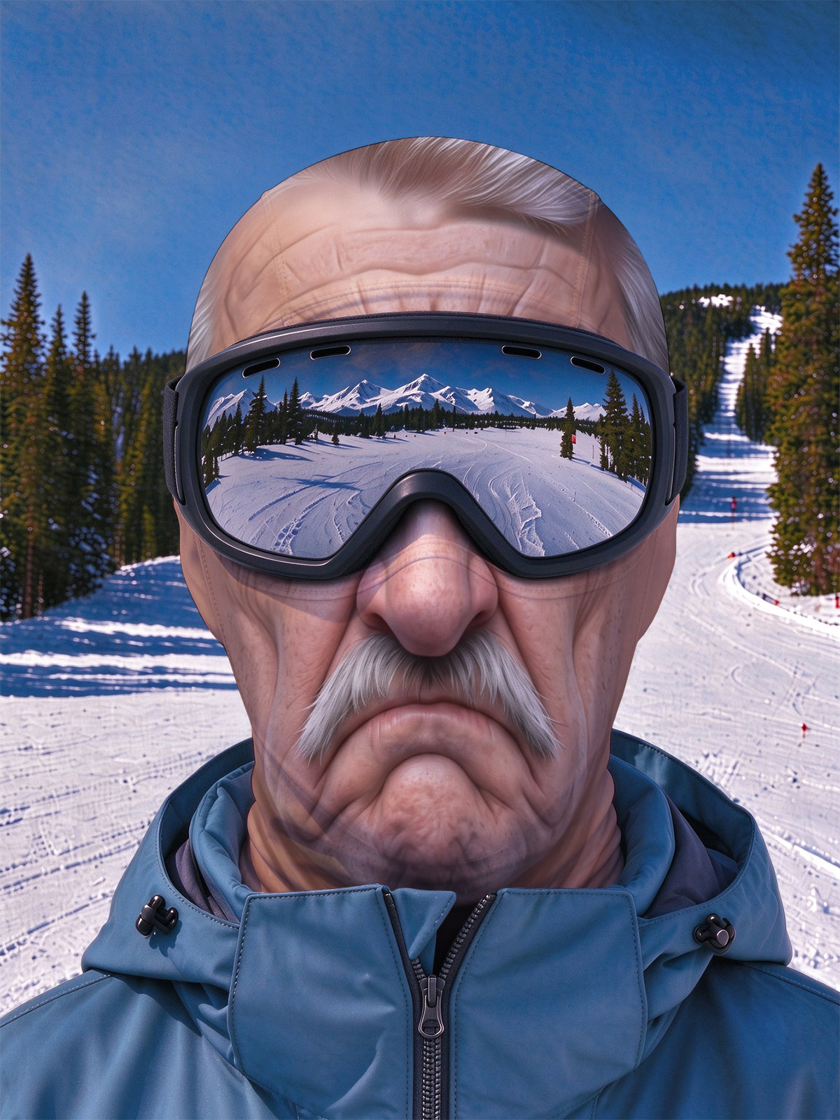Adaychic Funny White Beard Serious Face Ski Mask