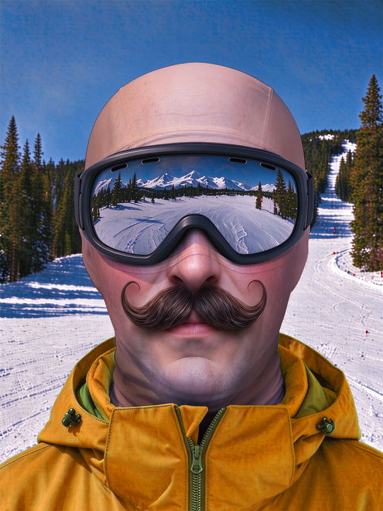 Adaychic Funny Curled Handlebar Mustache Face Ski Mask