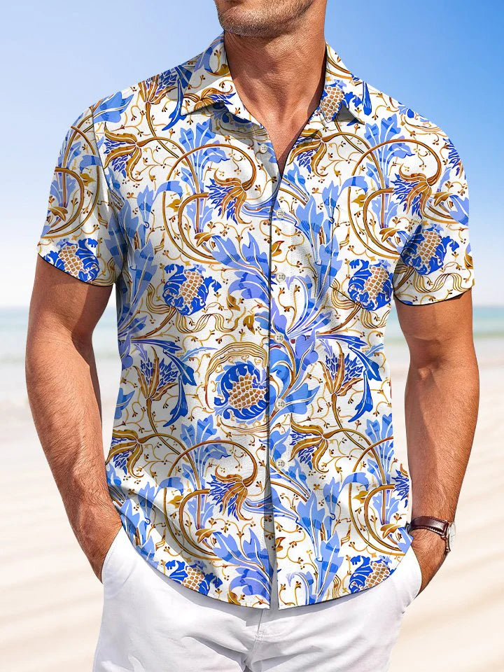 Summer Beach Plant Men's Pocket Short Sleeve Shirts