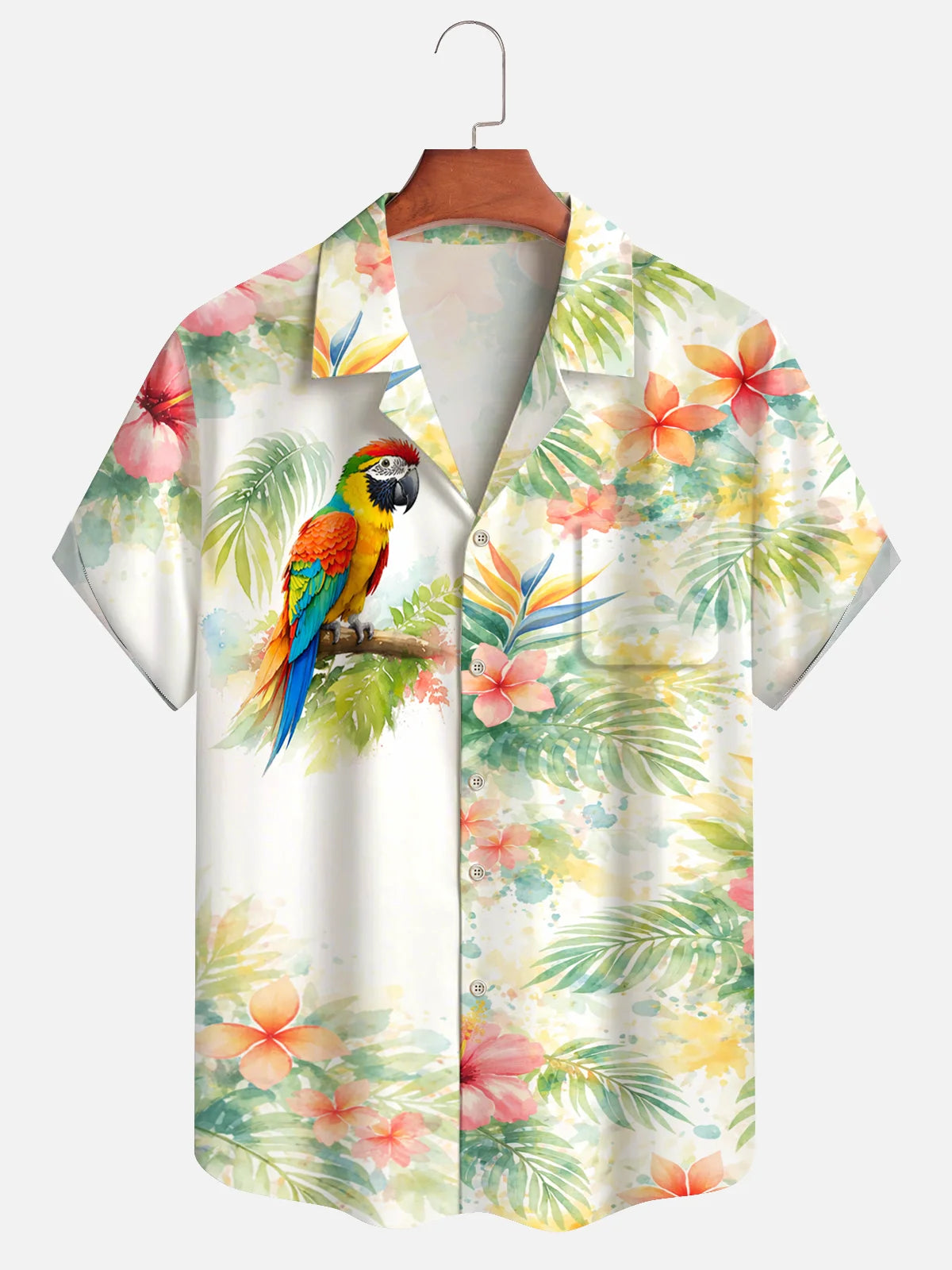 Watercolor Gradient Cuban Collar Short Sleeve Shirt