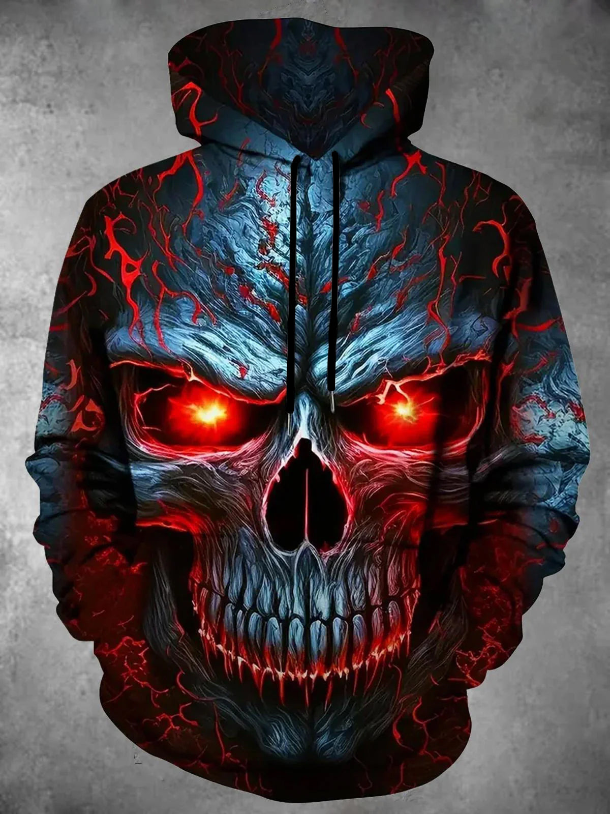 Skull Long Sleeve Hooded Pocket Men's Top