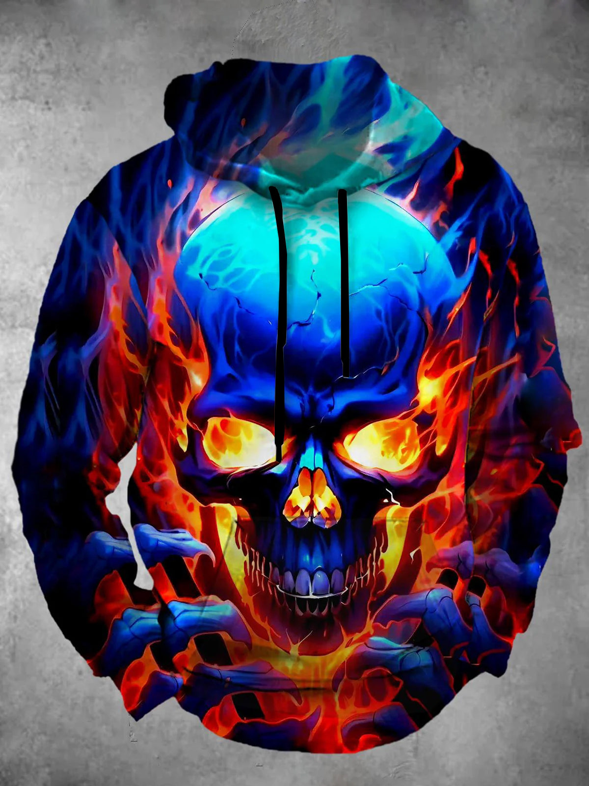 Skull Long Sleeve Hooded Pocket Men's Top