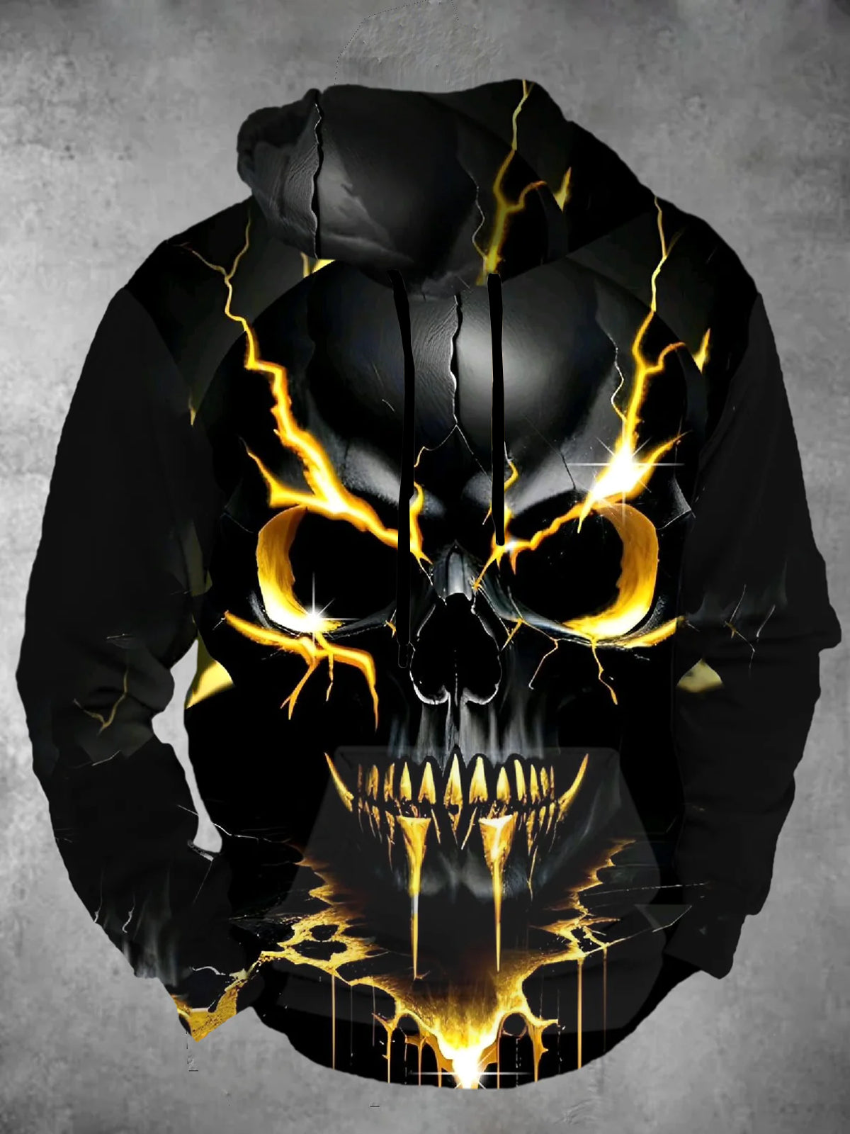 Skull Long Sleeve Hooded Pocket Men's Top