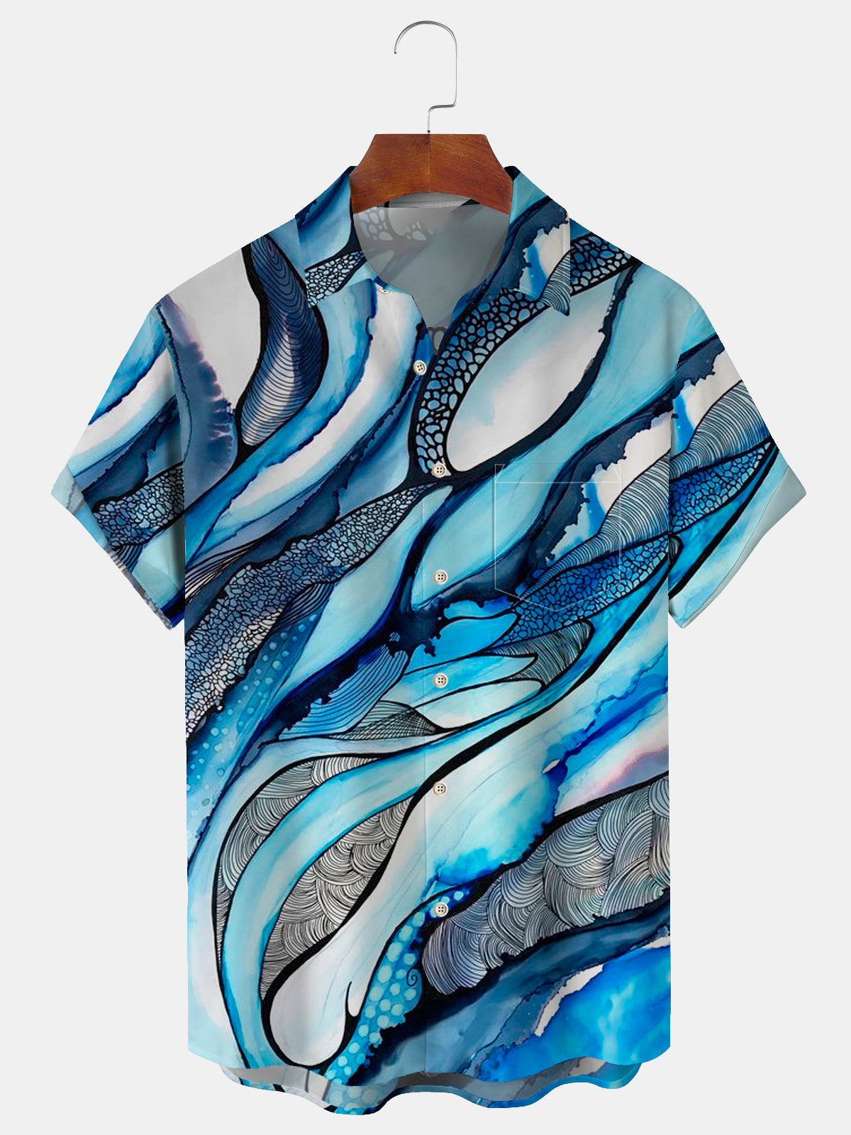 Art Hawaiian Casual Retro Short Sleeve Men's Shirts With Pocket