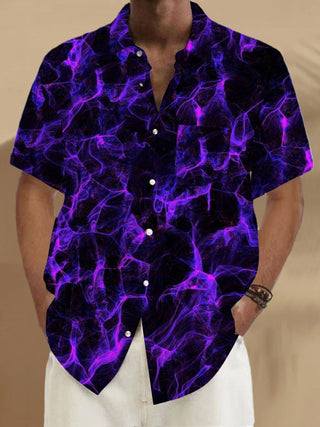 Men's abstract print short sleeve shirt flat lay