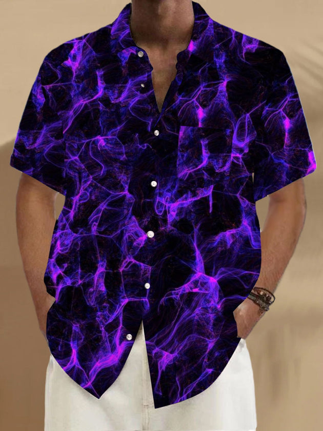 Men's abstract print short sleeve shirt flat lay