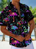 Flamingo Long Sleeve Men's Shirts With Pocket