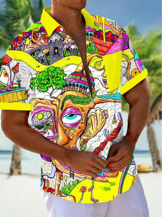 men's geometric print shirt back view