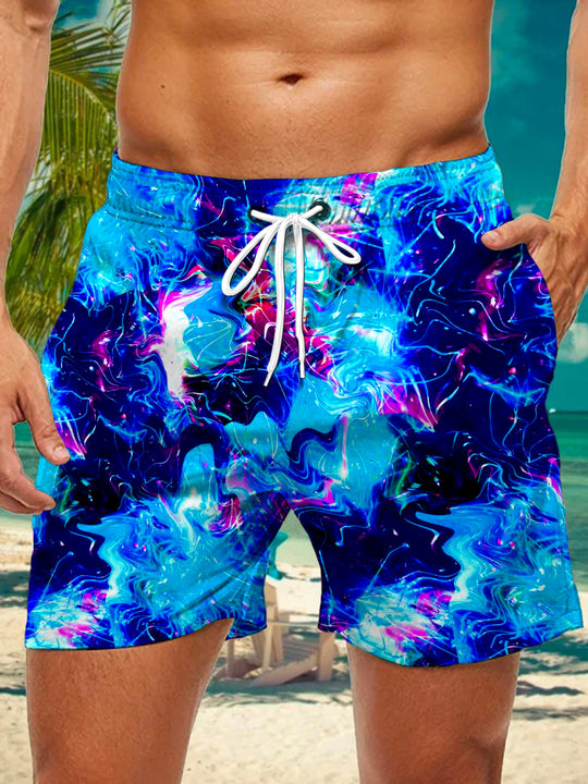 Men's abstract print casual shorts front view