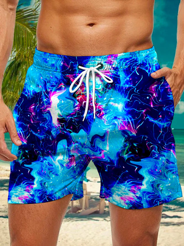 Men's abstract print casual shorts front view
