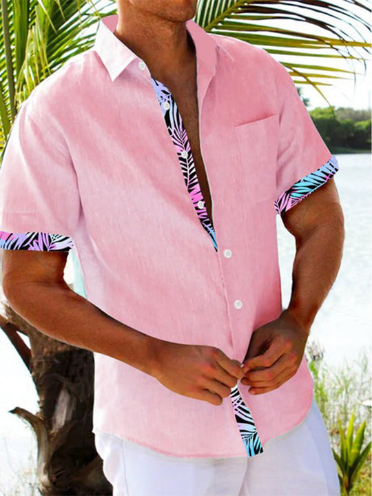 men's Hawaiian shirt front view tropical beach vacation