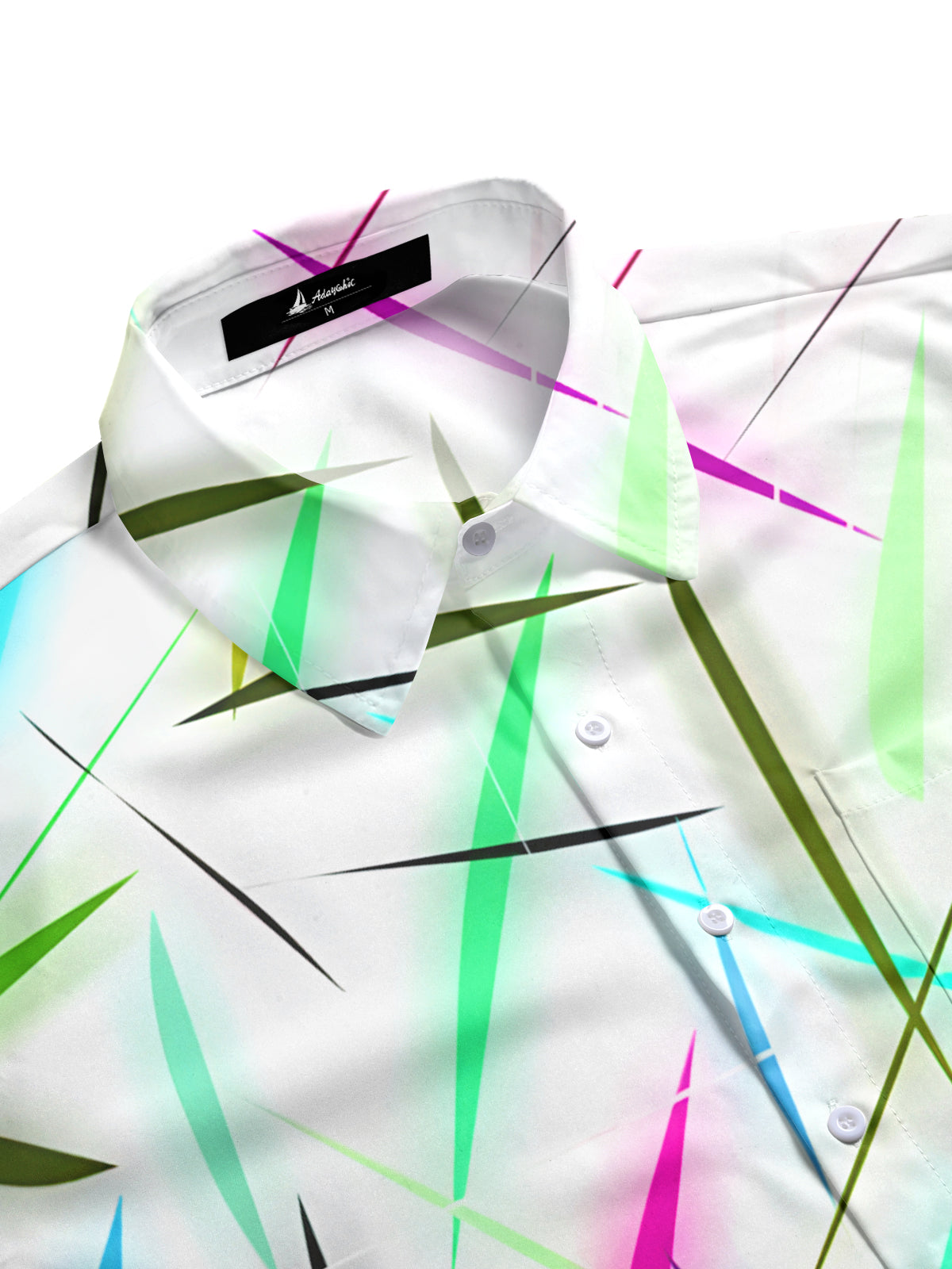 Geometric Pattern Lines Rainbow Men's Pocket Short Sleeve Shirts