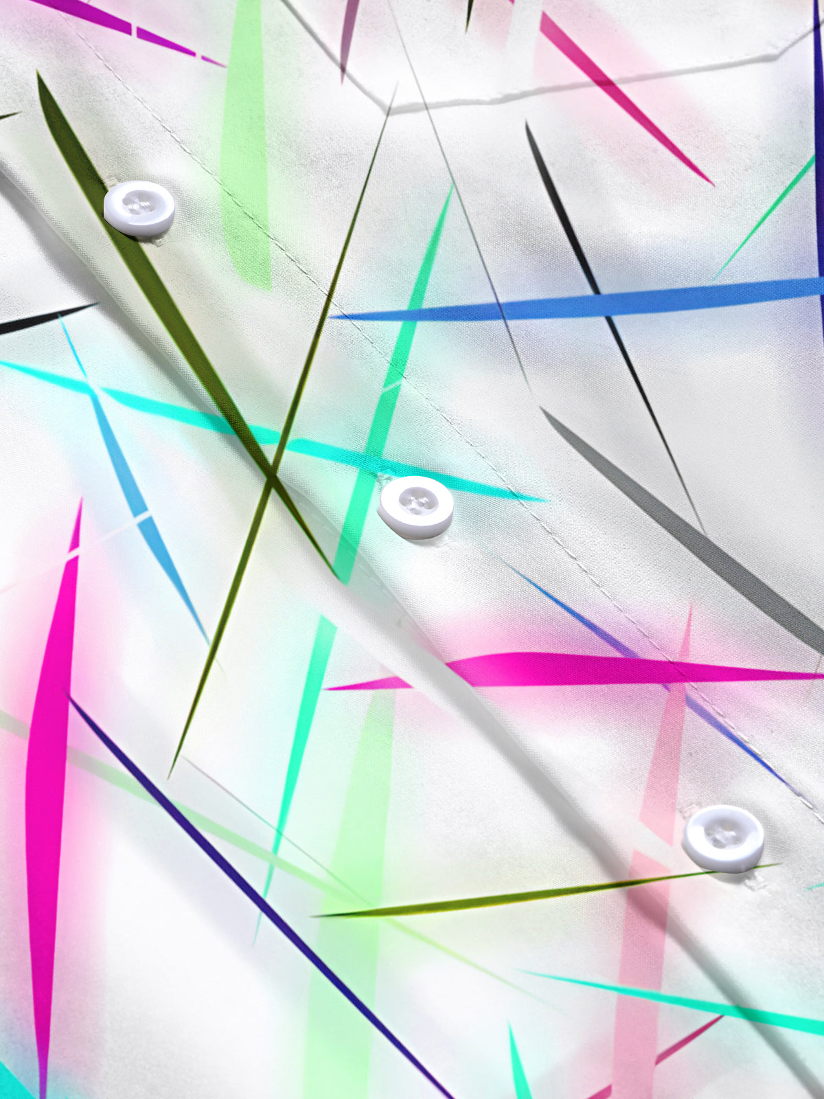 Geometric Pattern Lines Rainbow Men's Pocket Short Sleeve Shirts