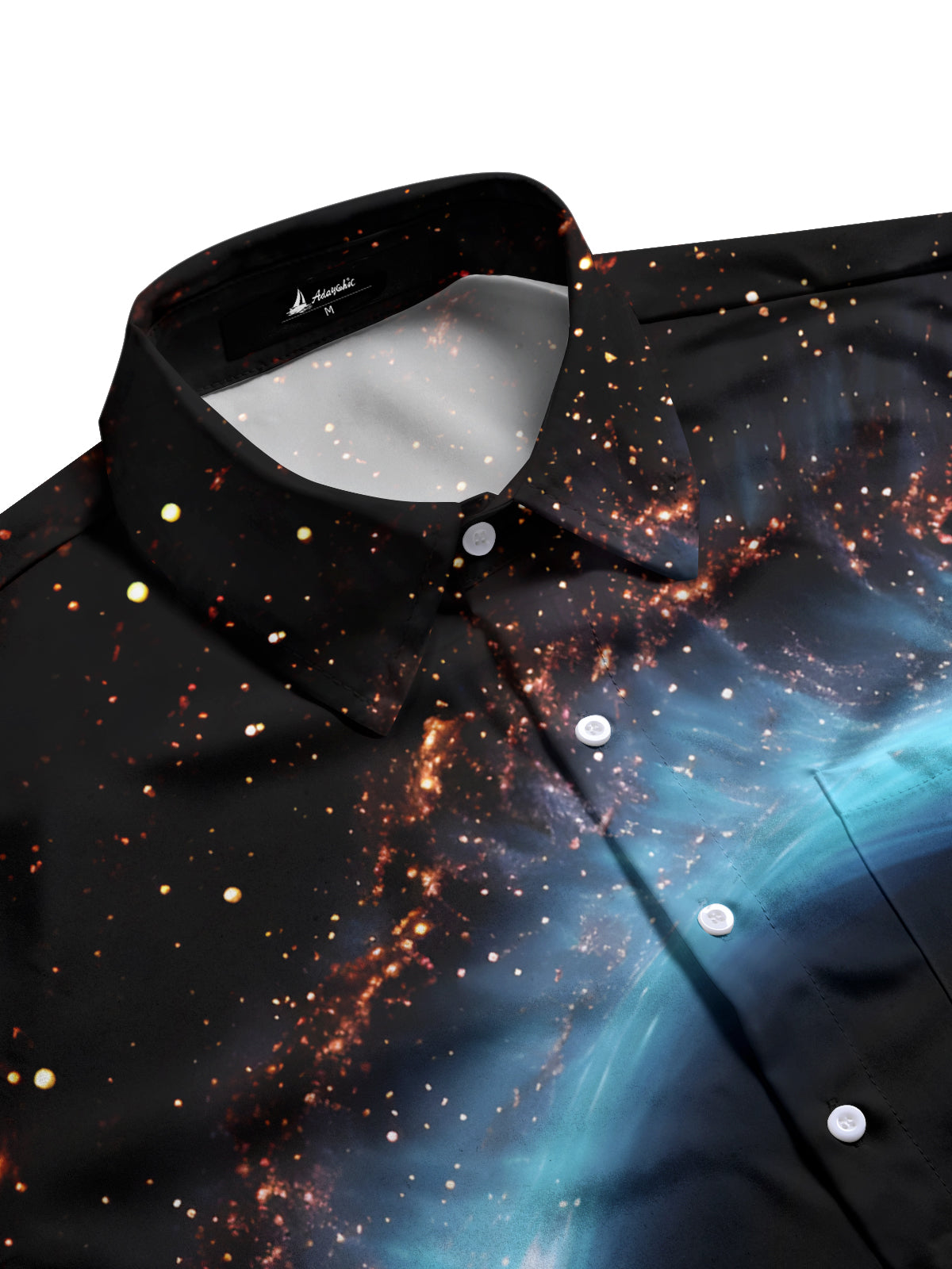 Black Hole Print Men's Pocket Short Sleeve Shirts