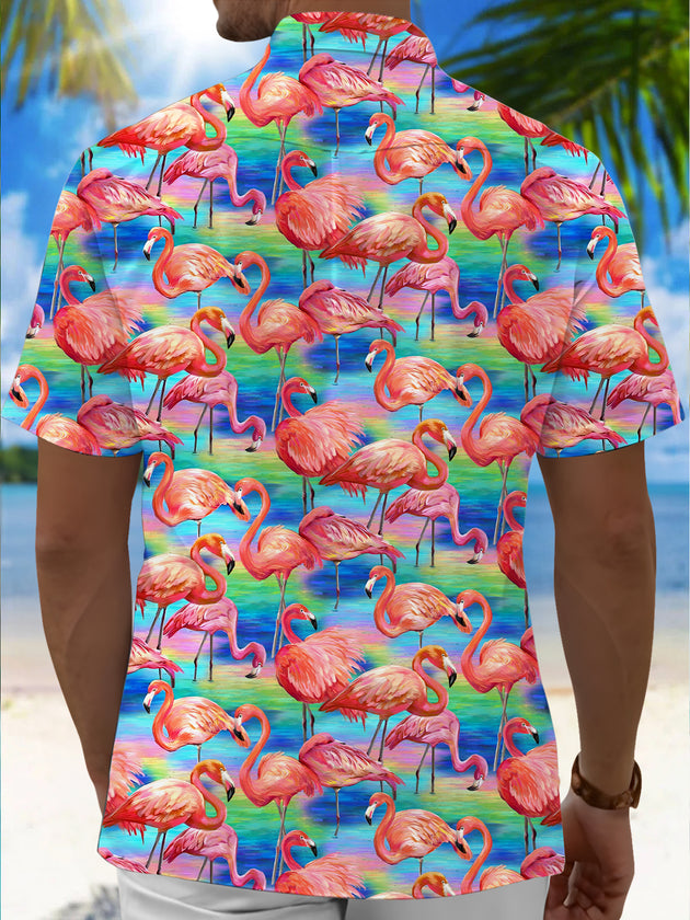 men's tropical bird print shirt back view