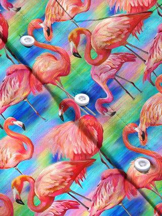 men's flamingo print short sleeve flat lay shirt