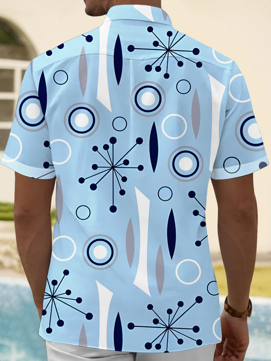 men's short sleeve patterned shirt back view