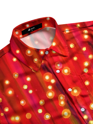 men's side view patterned short sleeve shirt with art print design