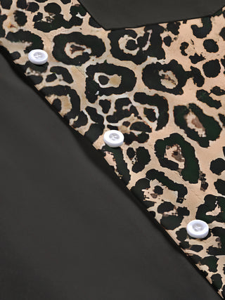 men's leopard print short sleeve flat lay shirt