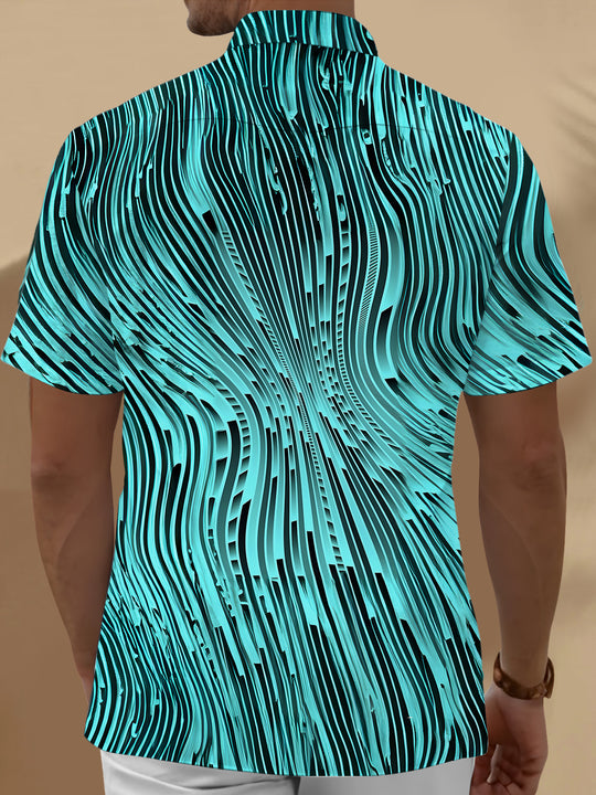 Men's geometric patterned short sleeve shirt back view