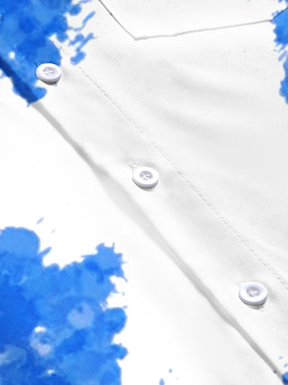 Men's geometric pattern short sleeve shirt flat lay