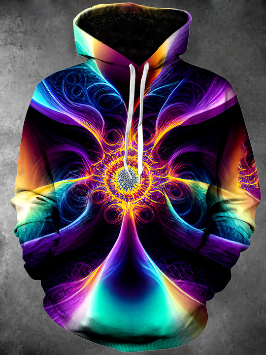 Adaychic Men's Psychedelic Fractal Swirl Print Long Sleeve Hoodie