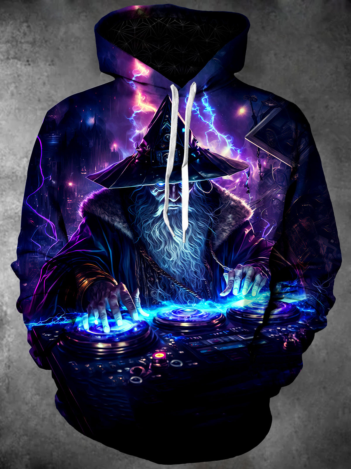 Adaychic Men's Wizard Dj Graphic Print Long Sleeve Hoodie