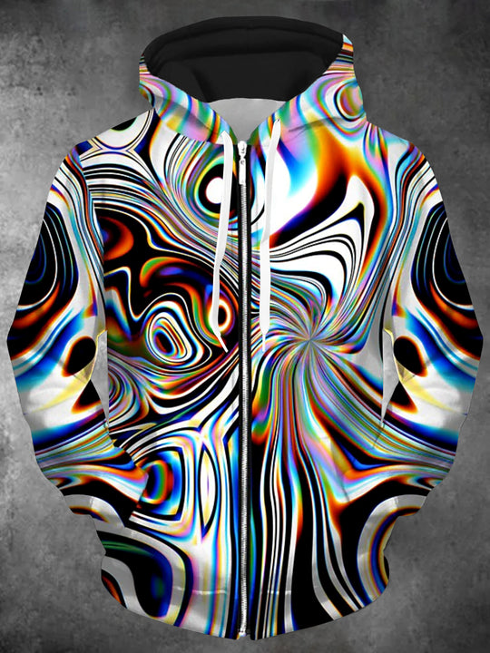 Adaychic Men's Psychedelic Swirl Abstract Print Long Sleeve Hoodie