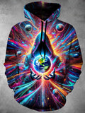 Universe Planet Art Long Sleeve Hooded Pocket Men's Top